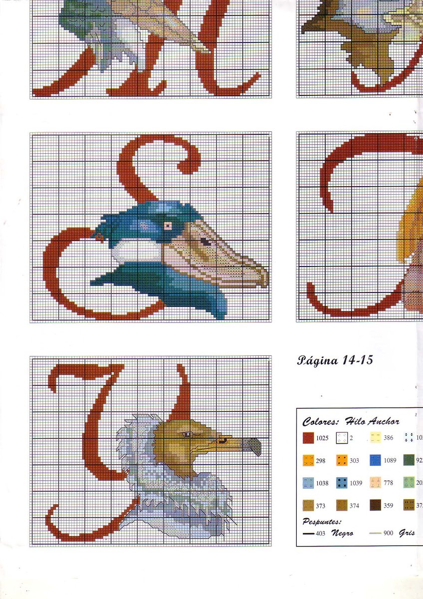 Alfabeto con uccelli ed animali esotici (3)