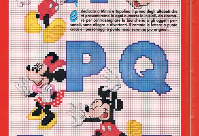 Alfabeto punto croce con Disney Topolino e Minnie (3)