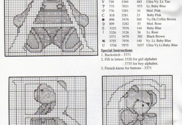 Alfabeto punto croce con gli orsetti teneri (12)
