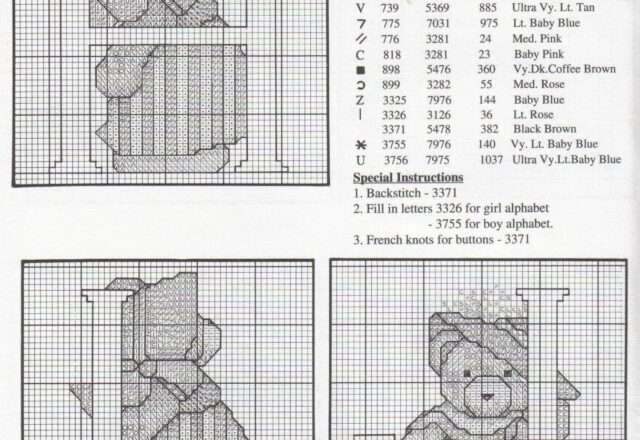 Alfabeto punto croce con gli orsetti teneri (6)