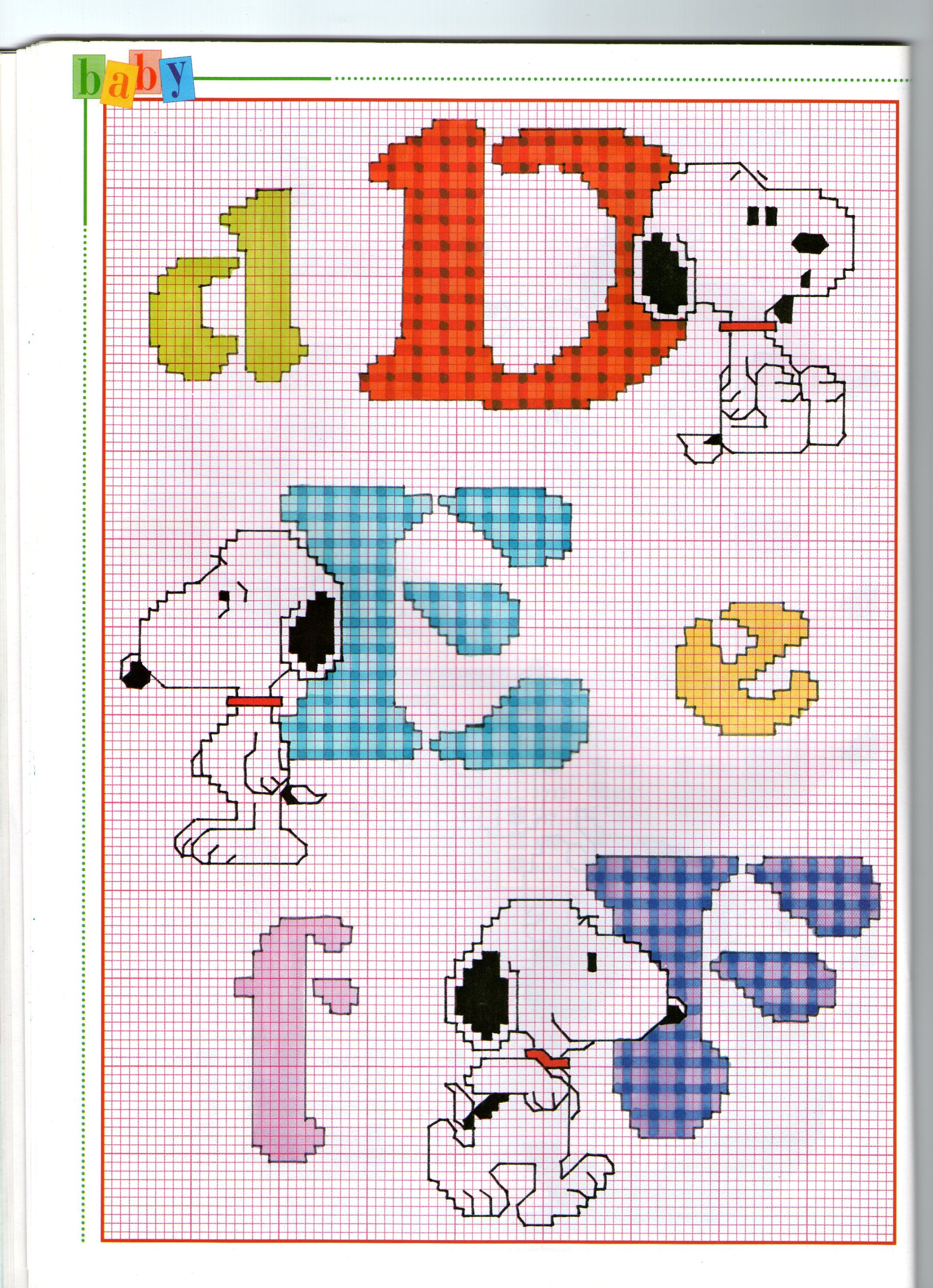 Alfabeto punto croce con il simpatico Snoopy personaggio Peanuts (2)