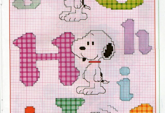 Alfabeto punto croce con il simpatico Snoopy personaggio Peanuts (3)