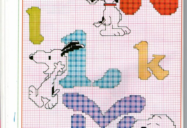 Alfabeto punto croce con il simpatico Snoopy personaggio Peanuts (4)