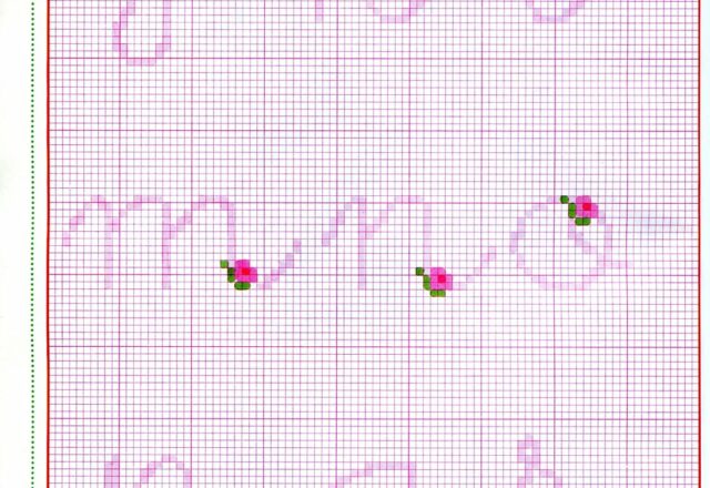 Alfabeto punto croce corsivo con piccole roselline (2)