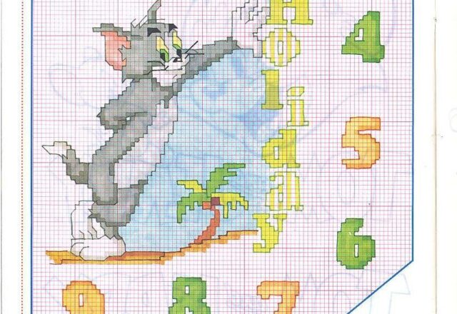 Alfabeto punto croce da ricamare con Tom e Jerry (5)