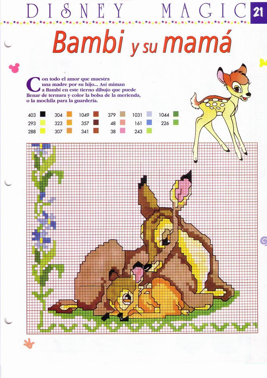 Bambi e la mamma schema punto croce