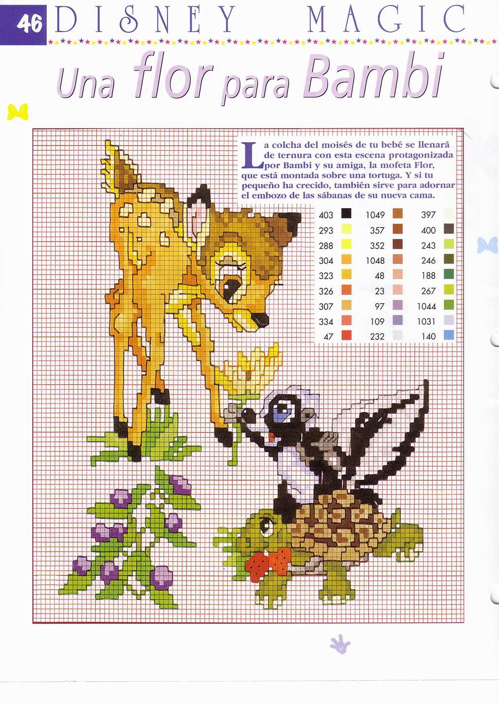 Bambi e la puzzola Fiore schema punto croce il fiore