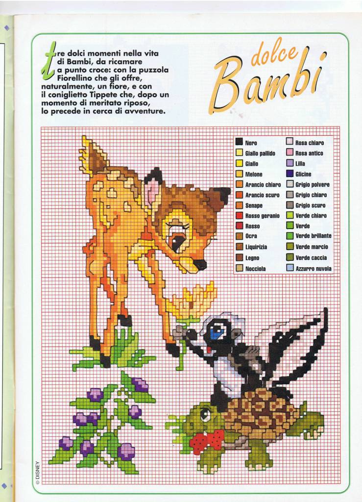 Bambi e la puzzola schema punto croce