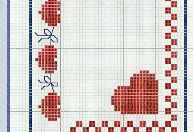 Bordo punto croce con cuoricini rossi gratis
