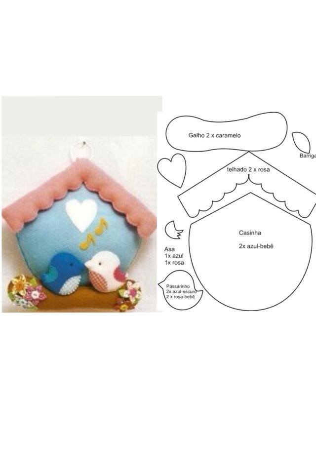 Casetta e uccellini schema feltro pannolenci