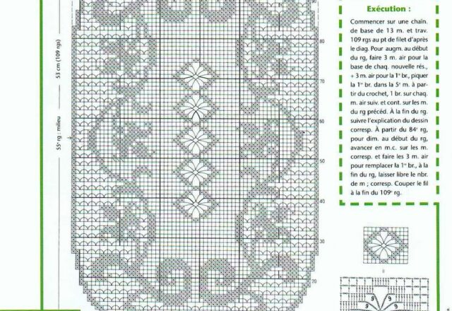 Centro ovale arabesco schema filet uncinetto