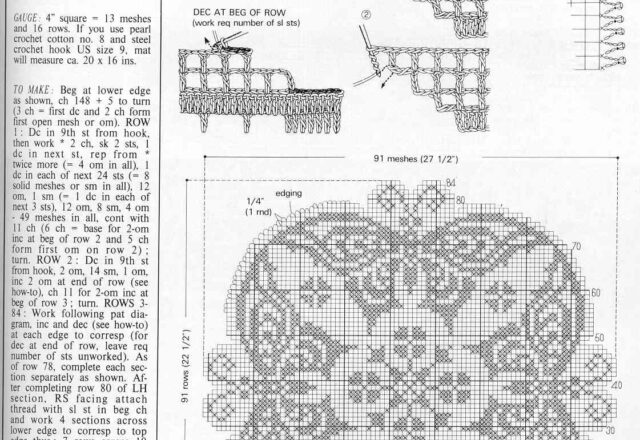 Centro quadrato con farfalle schema flet uncinetto