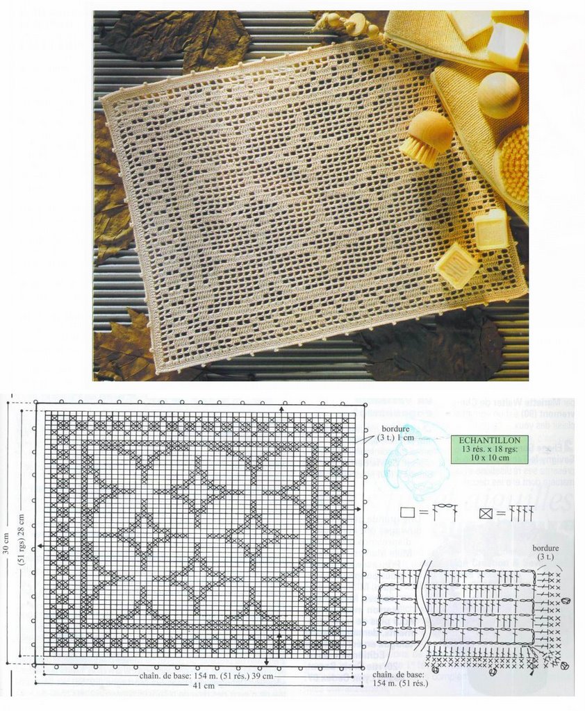 Centro rettangolare geometrico schema filet uncinetto