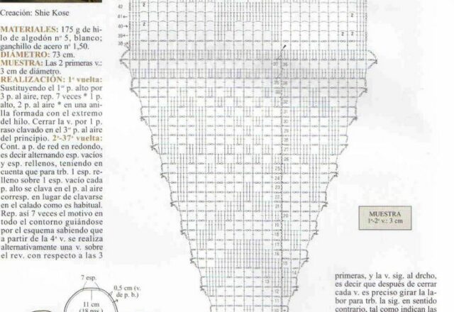 Centro rotondo a petali schema filet uncinetto