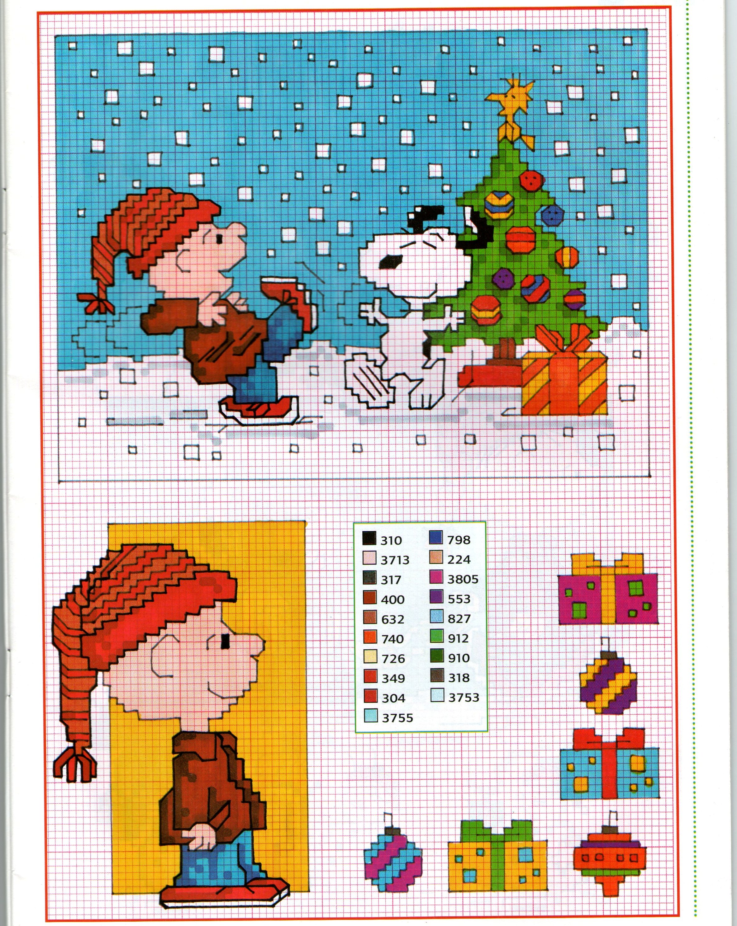 Charlie Brown Snoopy e i regali di natale punto croce gratis