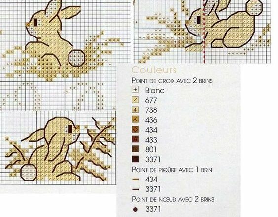 Coniglietti punto croce schema
