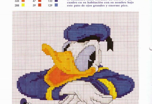 Disney Paperino sorridente a punto croce