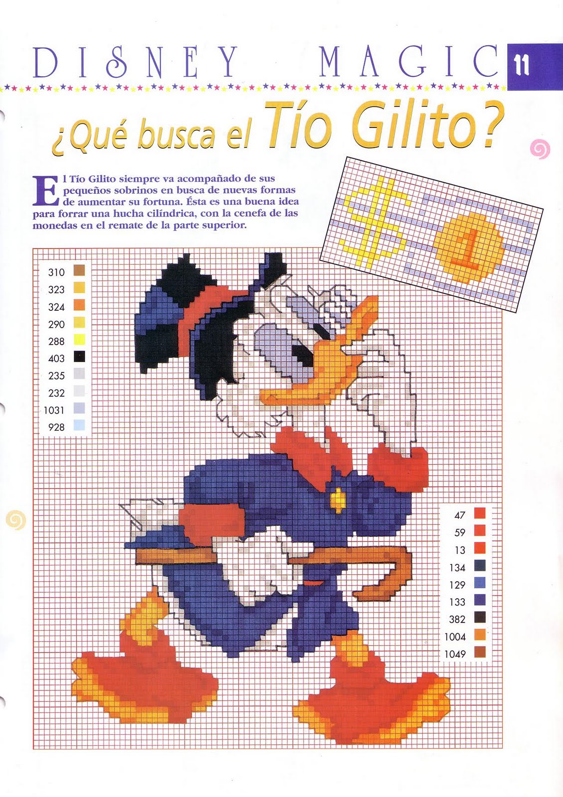 Disney Zio Paperone con bastone e dollari punto croce