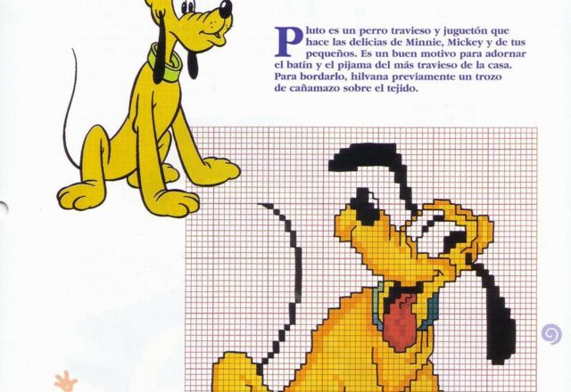 Disney il cane Pluto felice a punto croce