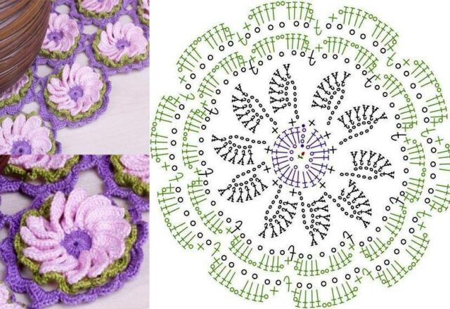 Fiore uncinetto per centrino schema