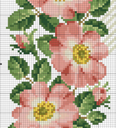 Fiori rosa schema punto croce