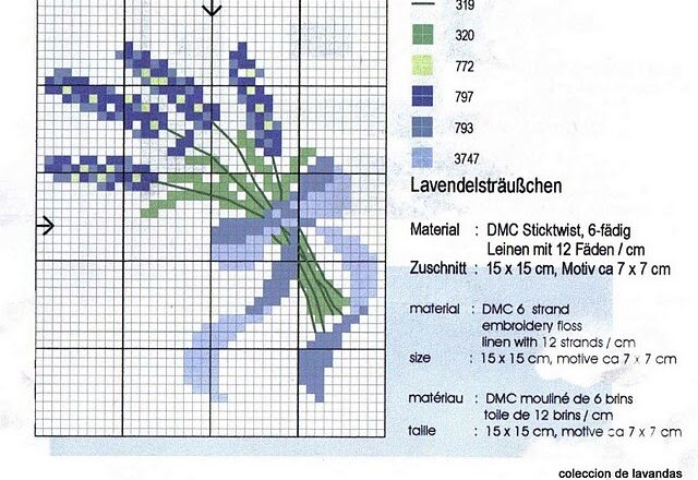 Mazzolino di lavanda schema punto croce