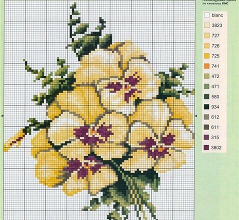 Mazzolino fiori gialli schema punto croce