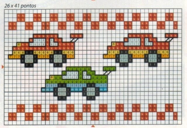 Mezzi di trasporto punto croce schemi 7