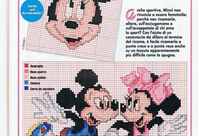 Minnie e Topolino corridori sport punto croce