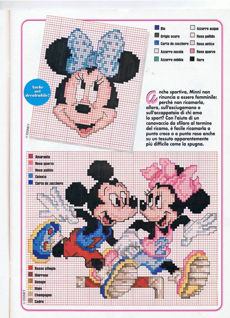 Minnie e Topolino corridori sport punto croce