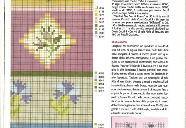 Motivi floreali e geometrici borsa punto croce estate (3)