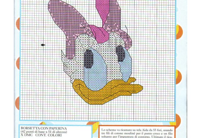 Paperina pensierosa schema punto croce