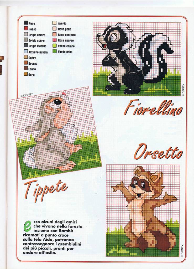 Personaggi Bambi Tippete Orsetto e Fiorellino