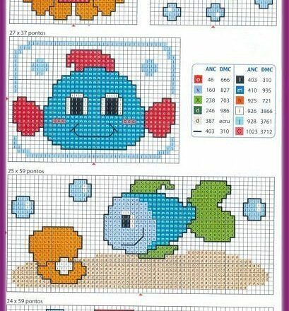 Pesciolini colorati schema punto croce