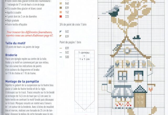 Piccole deliziose casette con uccellini schemi punto croce (4)