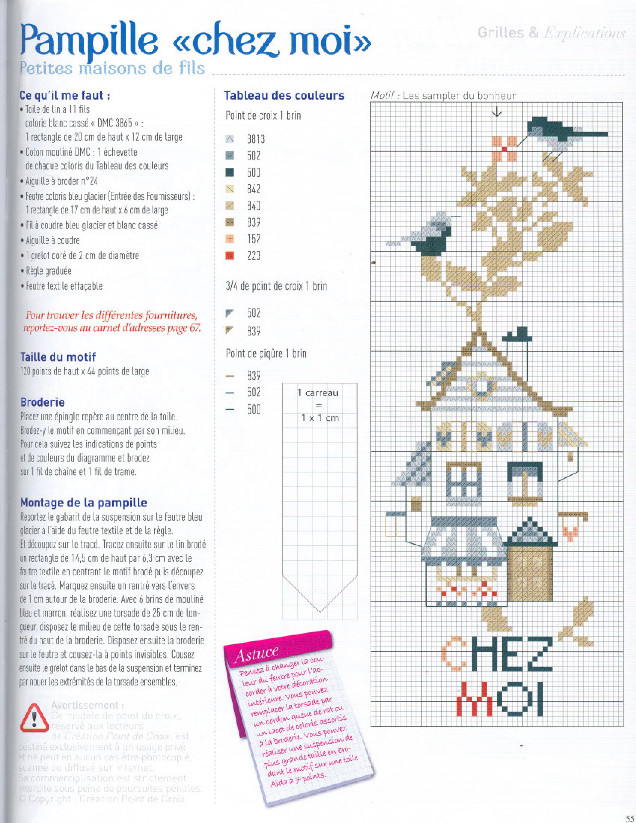 Piccole deliziose casette con uccellini schemi punto croce (4)