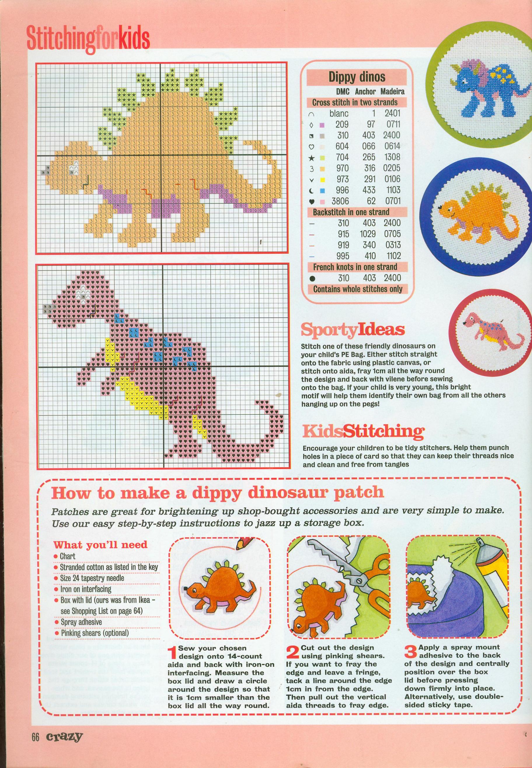 Piccoli dinosauri schemi punto croce semplici per bambini (2)