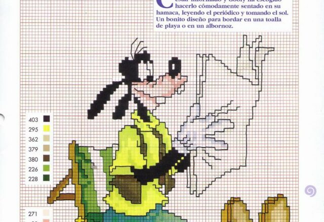 Pippo Disney che legge il giornale schema punto croce