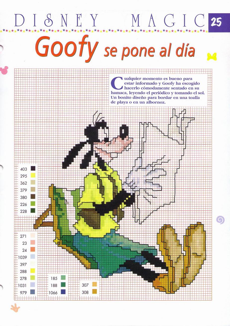 Pippo Disney che legge il giornale schema punto croce