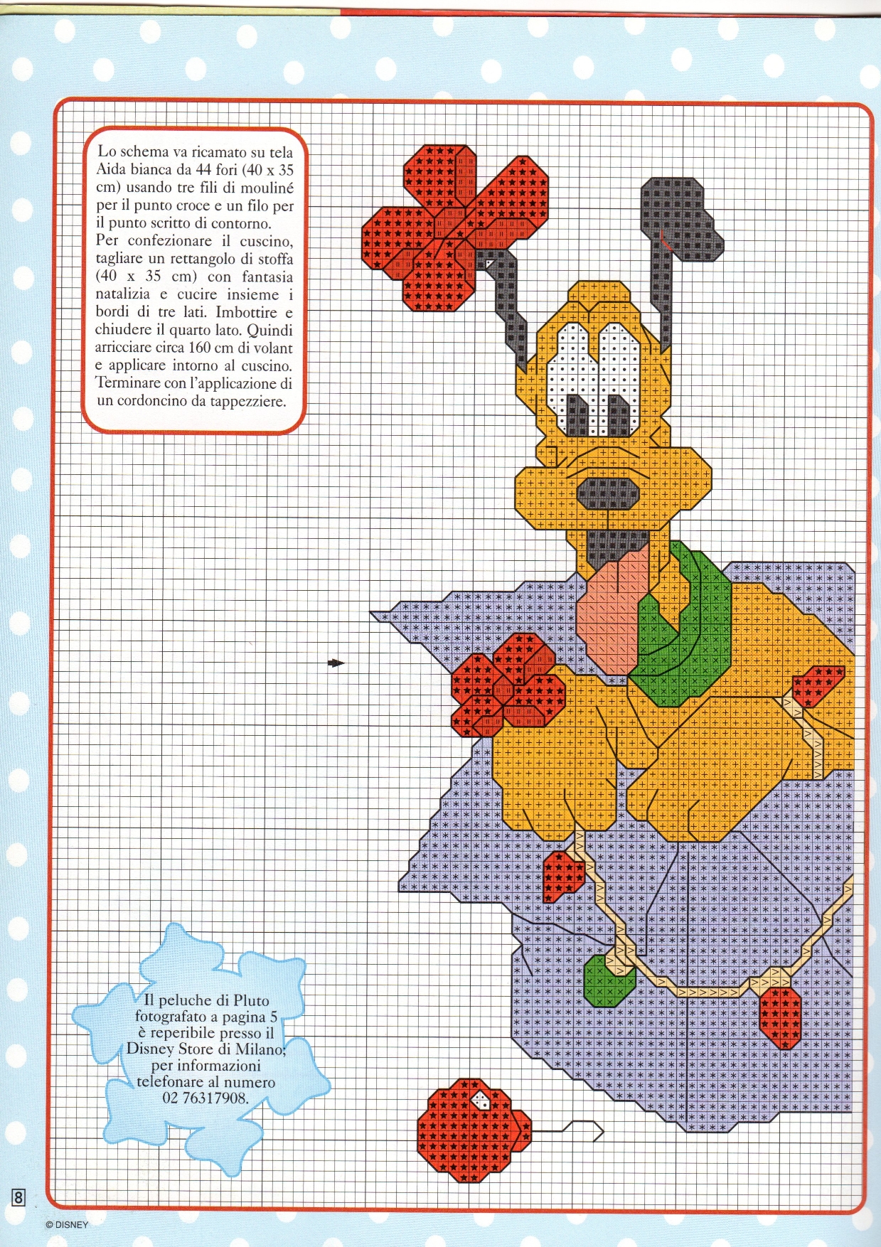 Pluto Disney da ricamare sul cuscino per natale (1)