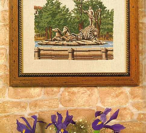 Quadro punto croce fontana con Nettuno (1)