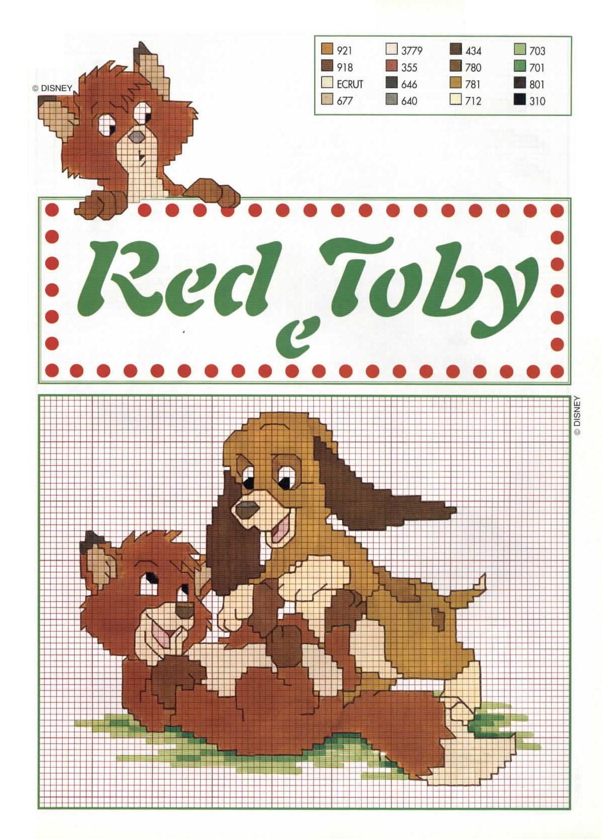 Red e Toby schema a punto croce