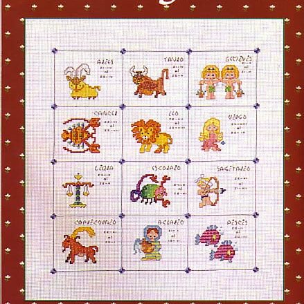 Sampler punto croce con i segni zodiacali (1)