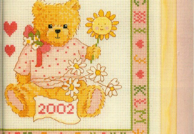 Sampler punto croce orsetto è una bambina (1)