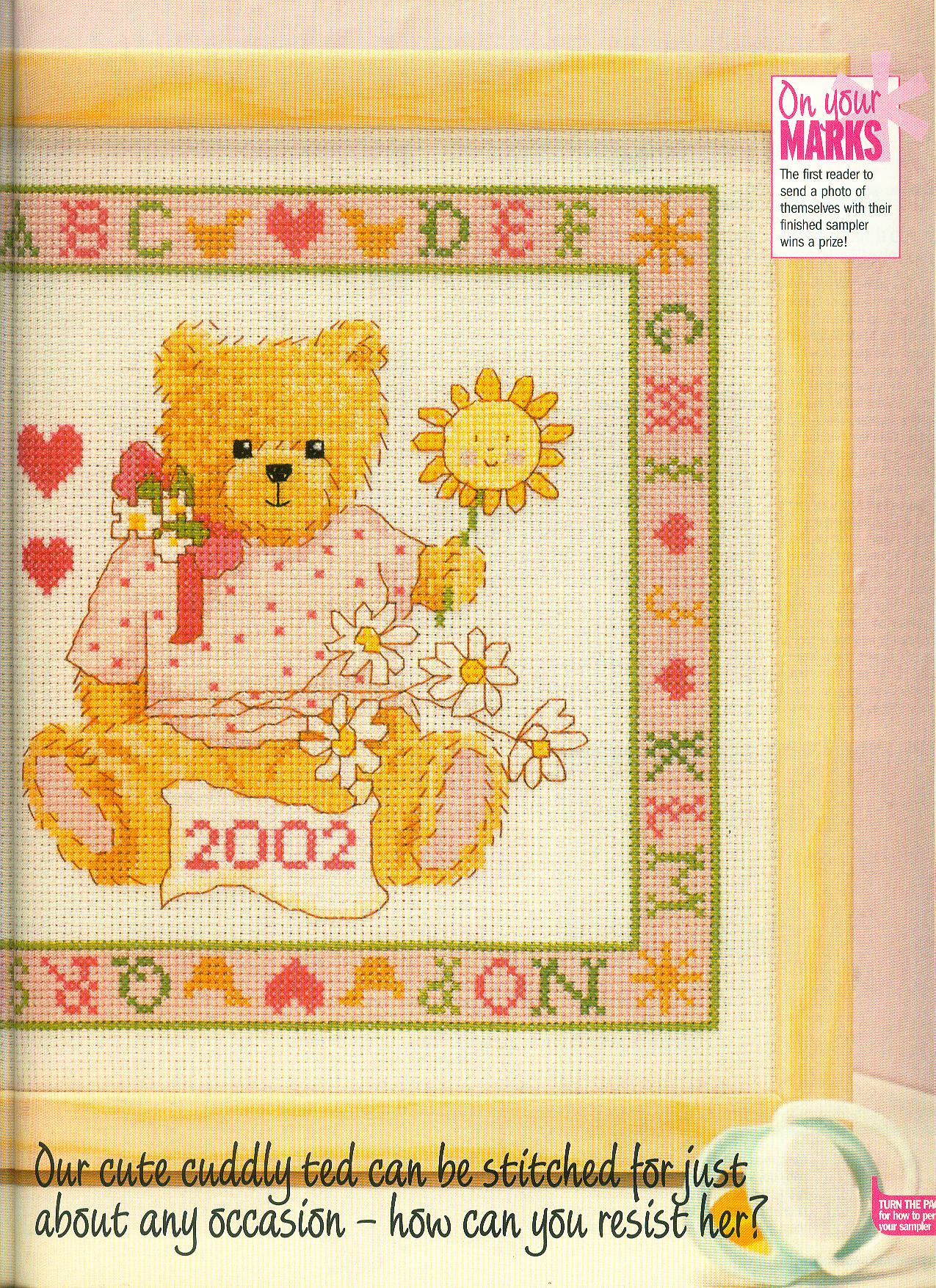 Sampler punto croce orsetto è una bambina (1)