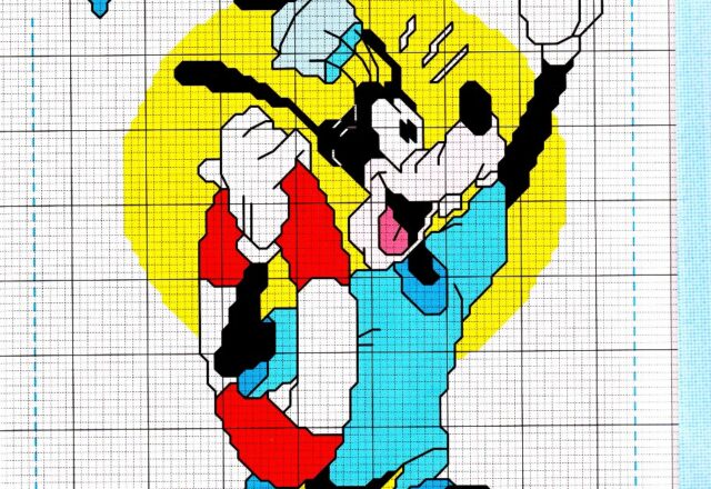 Schema ricamo gratis Disney Pippo 1