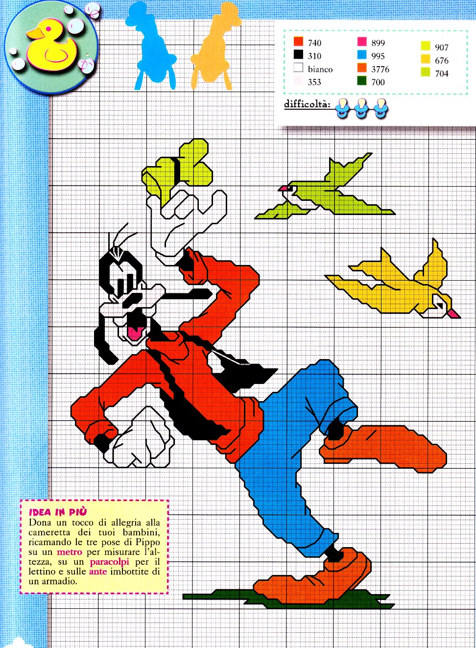 Schema ricamo gratis Disney Pippo 2