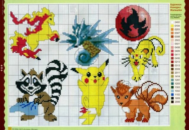 Schemi punto croce gratis dei Pokemon