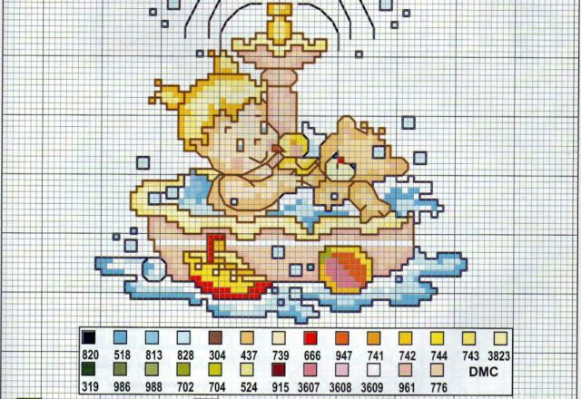 Schemi punto croce nascita bambini il bagnetto (2)