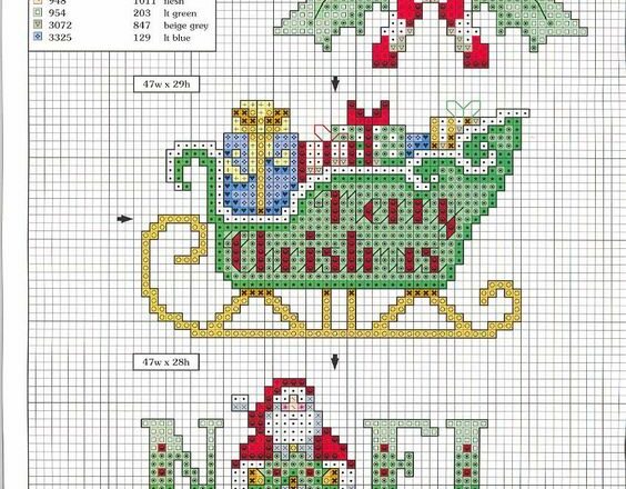 Slitta Natale schema punto croce